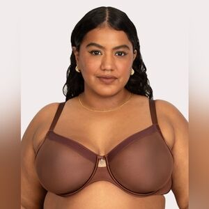 Curvey Couture Sheer Mesh Full Coverage Unlined Underwire Bra Size 34DDD NEW